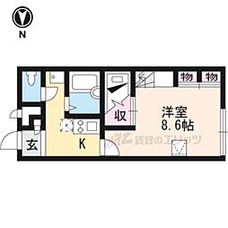 レオパレスコンフォート 2階1Kの間取り