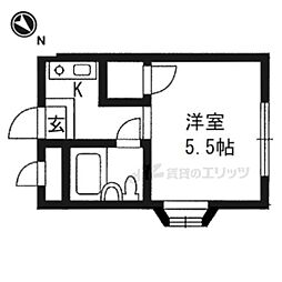 センチュリー藤阪 1階1Kの間取り