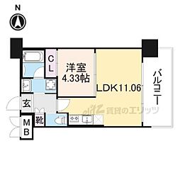 近鉄けいはんな線 荒本駅 徒歩2分の賃貸マンション 3階1LDKの間取り