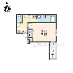 フジパレス高井田V番館 3階1Kの間取り