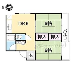 高塚コーポラス 2DKの間取図画像