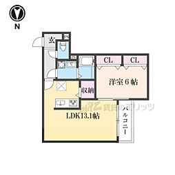 シエーナ楠葉ジェミオス 3階1LDKの間取り