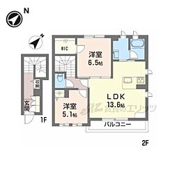 ＳｈａＭａｉｓｏｎ　Ｔｏｒｉｍｉ 2階2LDKの間取り