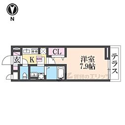 京阪本線 古川橋駅 徒歩3分の賃貸アパート 1階1Kの間取り