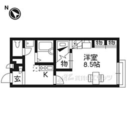 レオパレスコンフォート 2階1Kの間取り