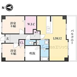 プレザント枚方 2LDKの間取図画像