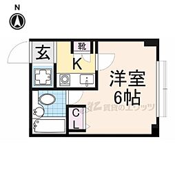 生駒ビル 1Kの間取図画像