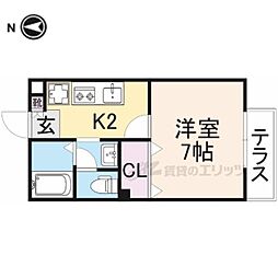 シャンテ香里 1Kの間取図画像