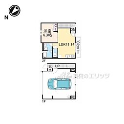 エスパ-ス河内磐船 1LDKの間取図画像
