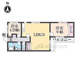 プレザントハウス 2LDKの間取図画像