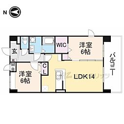 インフィニティ生駒 2LDKの間取図画像