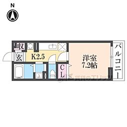 ミルトプラッツ2 1Kの間取図画像