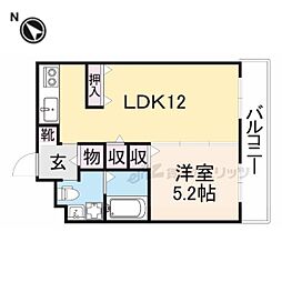 プリモーテ枚方公園 1LDKの間取図画像
