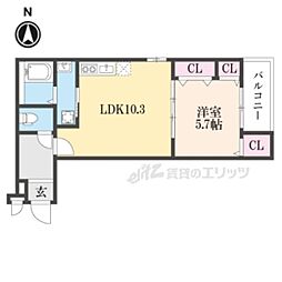 シャルムドグレイス 1LDKの間取図画像