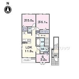 クラール倉治D 2LDKの間取図画像