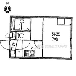 レオパレスイヌイ2 1Kの間取図画像