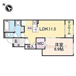 シュシュテラス 1LDKの間取図画像