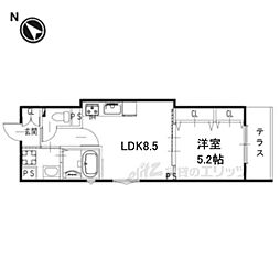 ワンライフ私市 1LDKの間取図画像