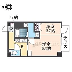 プラリア磯島 1Kの間取図画像