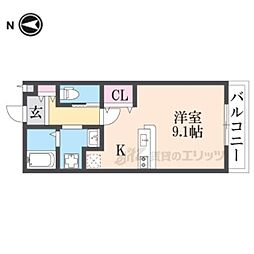 シャンテー中宮3 ワンルームの間取図画像