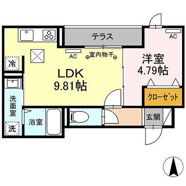 東京都日野市万願寺4丁目(賃貸マンション1LDK・1階・35.27㎡)の写真 その2