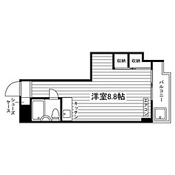 クレスト草津 3階ワンルームの間取り