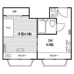 リヴェールエキキタ 1DKの間取図画像