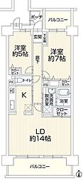 ダイアパレス一宮駅前 2LDKの間取図画像