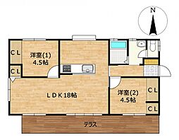 諏訪郡下諏訪町社　戸建て 2LDKの間取り