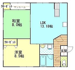 ハッピネス2 2LDKの間取図画像