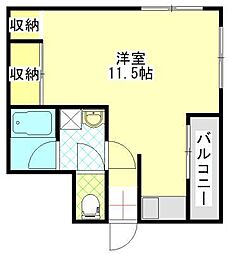 スクエア横手 ワンルームの間取図画像