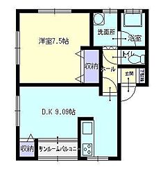イーハトーブ 1LDKの間取図画像