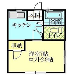 パステル拾番館 1Kの間取図画像