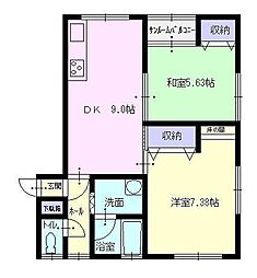グリーンフォレスト1 2DKの間取図画像