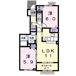 アンカープラッツツヴァイ 2LDKの間取図画像