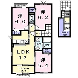 クレイドル2 3LDKの間取図画像