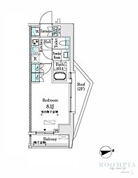 市谷仲之町ViewApartment 1Kの間取図画像
