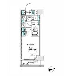 市谷仲之町ViewApartment 1Kの間取図画像