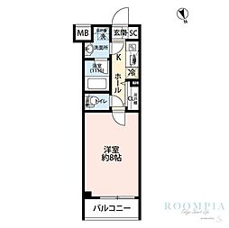 プレール・ドゥーク高井戸 1Kの間取図画像