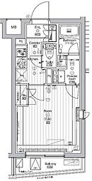 COURTYARD洗足 1Kの間取図画像