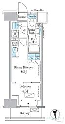 パークアクシス新宿百人町 1DKの間取図画像