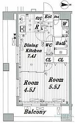 メイクスデザイン新宿 2DKの間取図画像