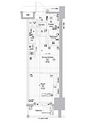 プレミアムキューブ亀戸 1DKの間取図画像