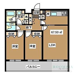 瀬田フラット 2LDKの間取図画像