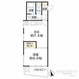 サードリハイツ本館 1DKの間取図画像