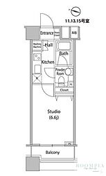 ファーストリアルタワー新宿 1Kの間取図画像