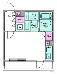 レジディアイチガヤ ワンルームの間取図画像