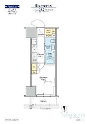 プラウドフラット四谷三丁目 1Kの間取図画像