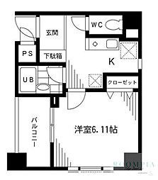 プライムアーバン千代田富士見 1Kの間取図画像