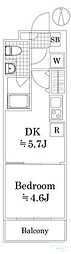 ラフィスタ鷺ノ宮 1DKの間取図画像